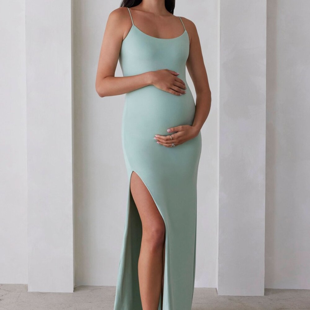 Elegant Mint Green Maternity Dress